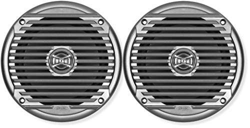 Jensen MS6007SR Pair of 6.5" Coaxial Waterproof Silver Speakers, 60 Watts Max Power, Frequency Response 65Hz-20kHz, Nominal