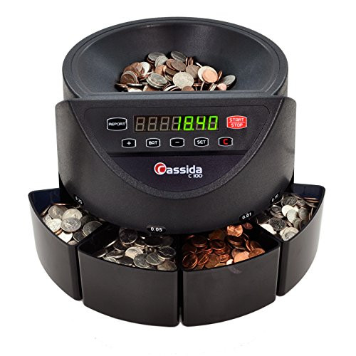 CASSIDAC100 - Cassida C100 Electronic Coin Sorter/Counter, Countable coins 1¢, 5¢, 10¢, 25¢, 2