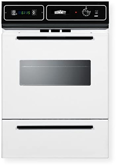 Summit Appliance 24" Wide Gas Wall Oven with Electronic Ignition, Digital Clock/Timer, Interior Light, Lower Broiler Compartment