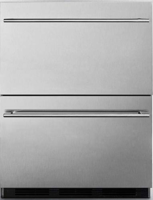 Summit Appliance Commercially Approved Two-Drawer All-Refrigerator in Complete Stainless Steel for Built-in or Freestanding Use with Auto De