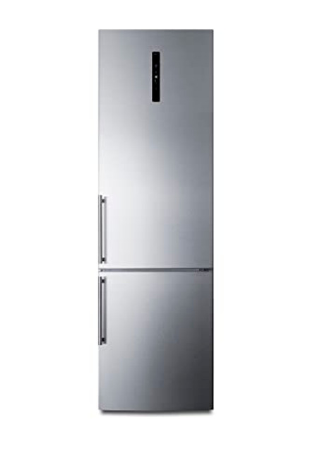 Summit Appliance 24" Wide Bottom Freezer Refrigerator with Stainless Steel Doors and Energy Star Certified Performance, Platinum Cabinet