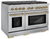 ZLINE SGRZ-48-G 48" Paramount Double Oven Gas Range, 8 Brass Burners, Stainless Steel, Polished Gold Accents