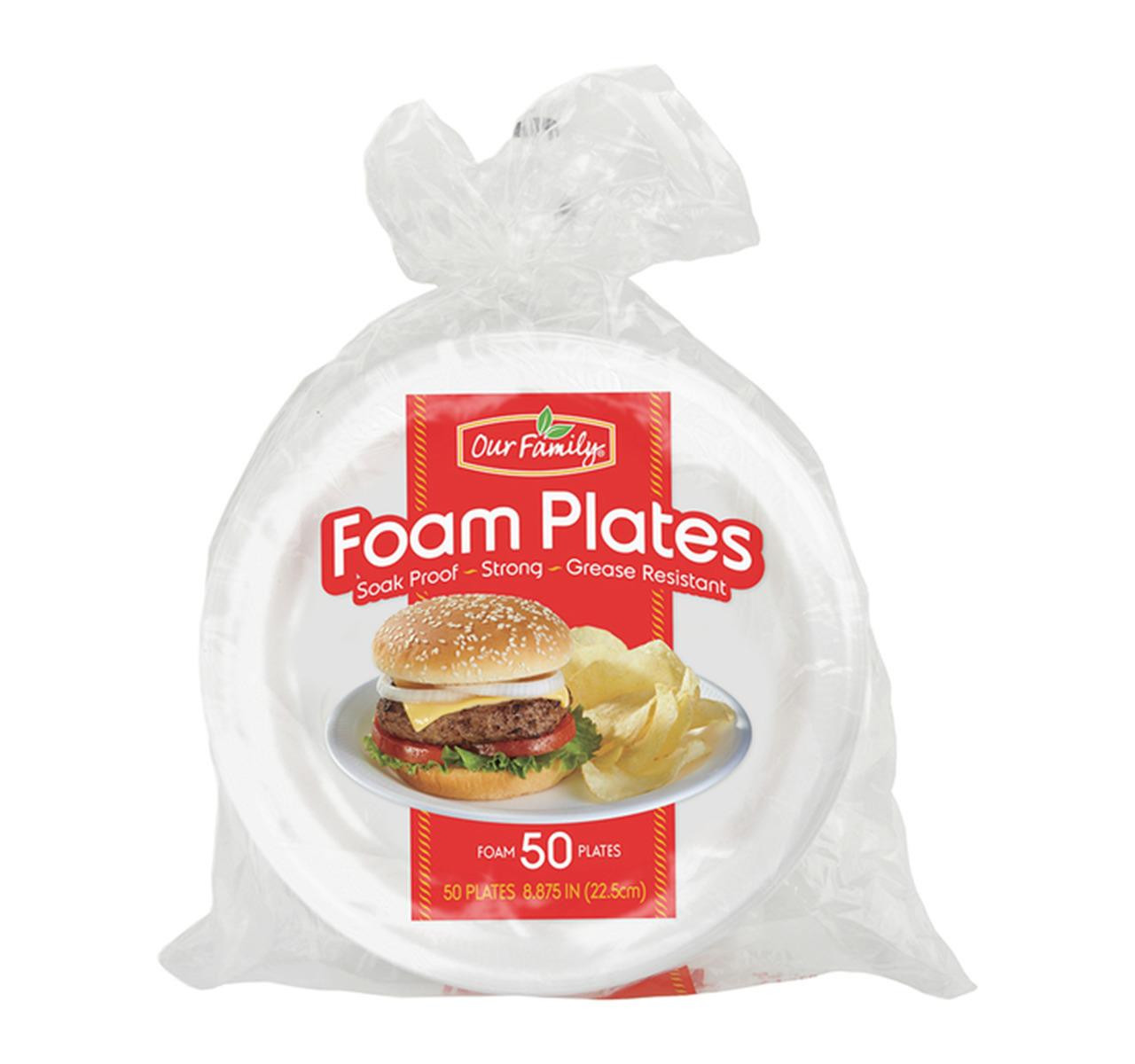 Foam Plates 8.875in 12/50ct