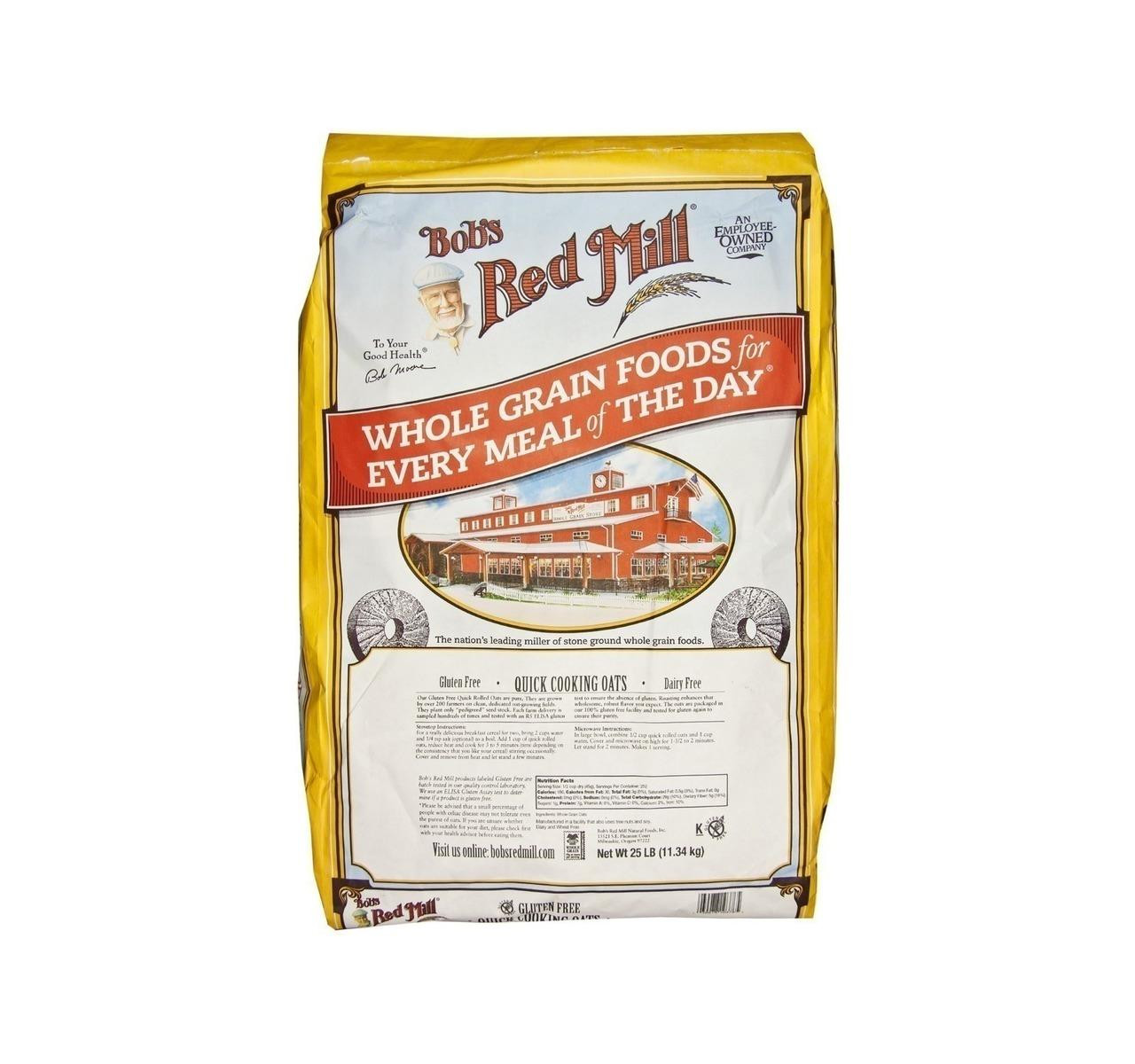 Bob's Red Mill 25 lb. Quick-Cooking Whole Grain Rolled Oats