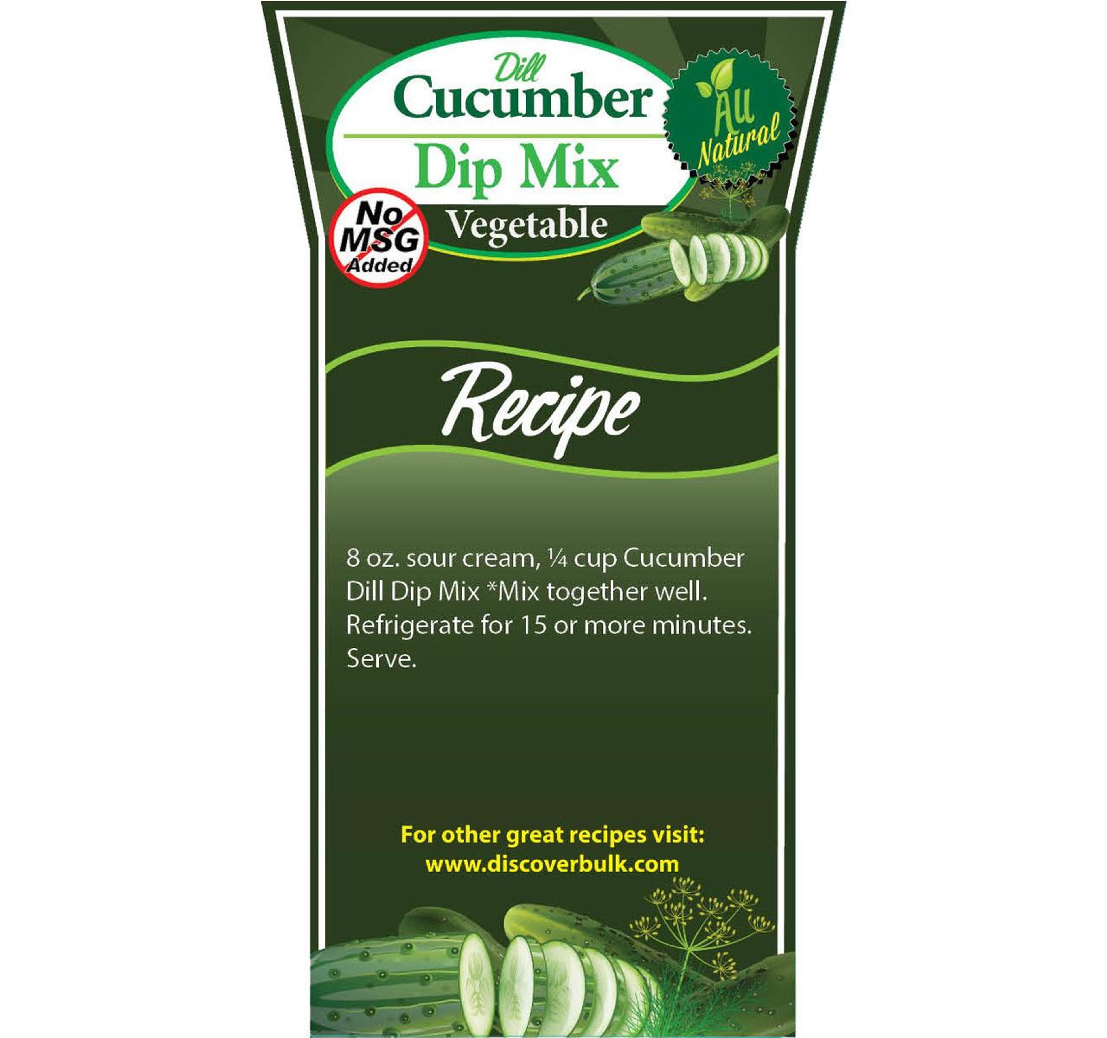 Cucumber Dill Dip Mix, No MSG Added* 5lb