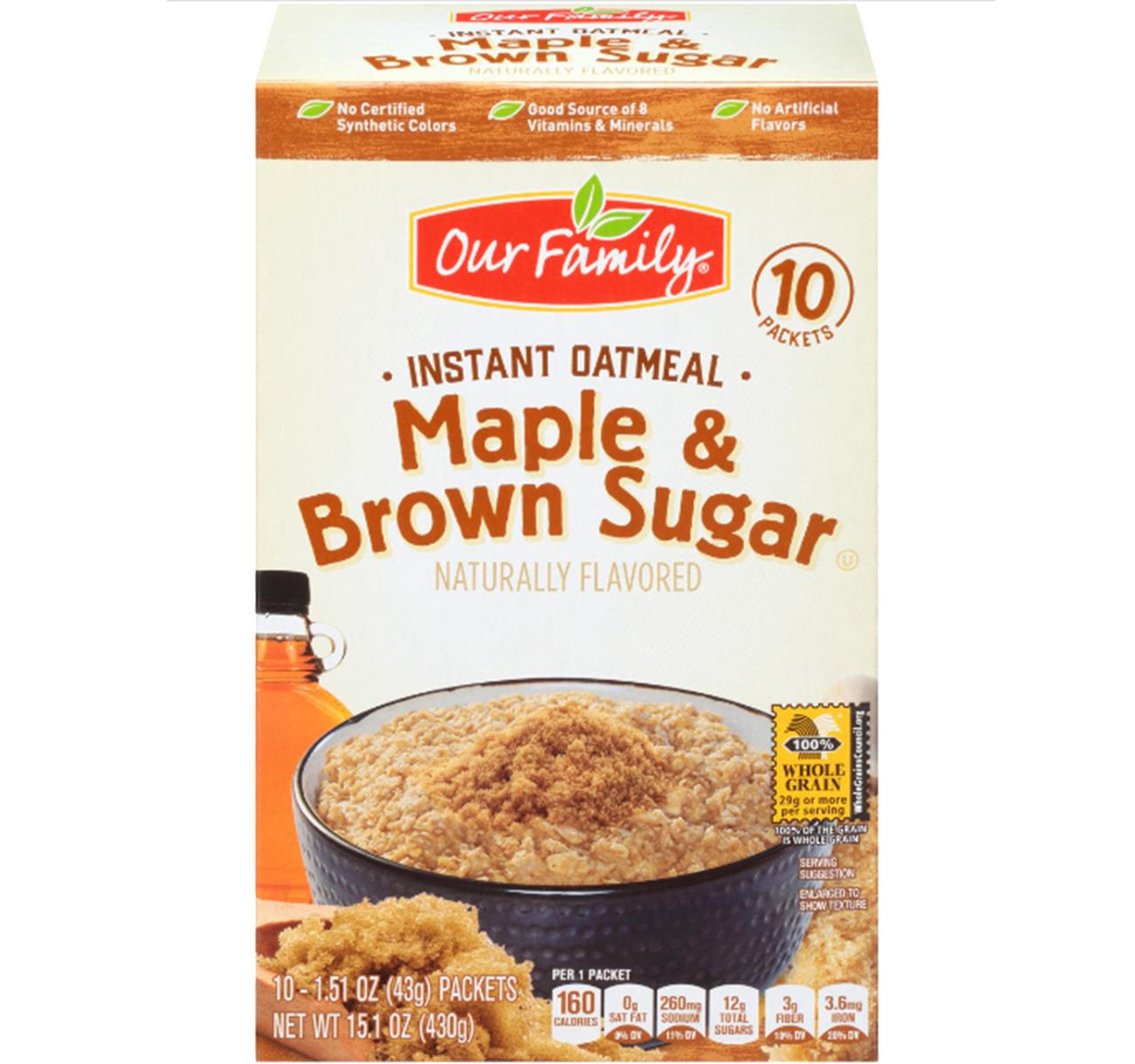Maple & Brown Sugar Instant Oatmeal 10pk 12/15.1oz