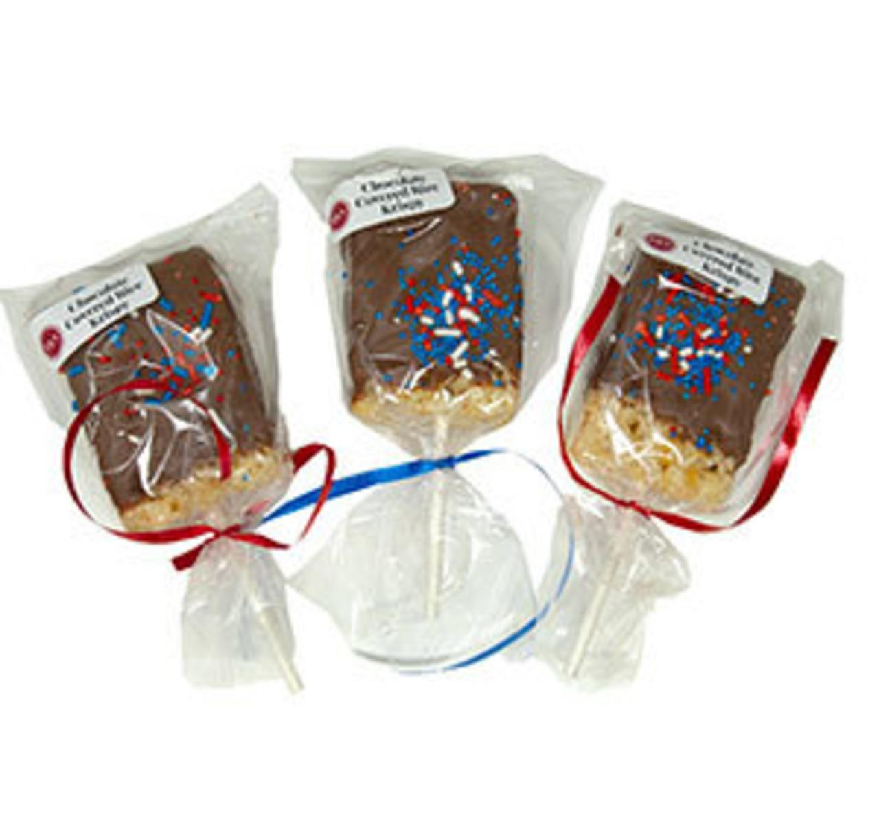 Milk Chocolate Covered Rice Krispy Treats - Patriotic 24ct