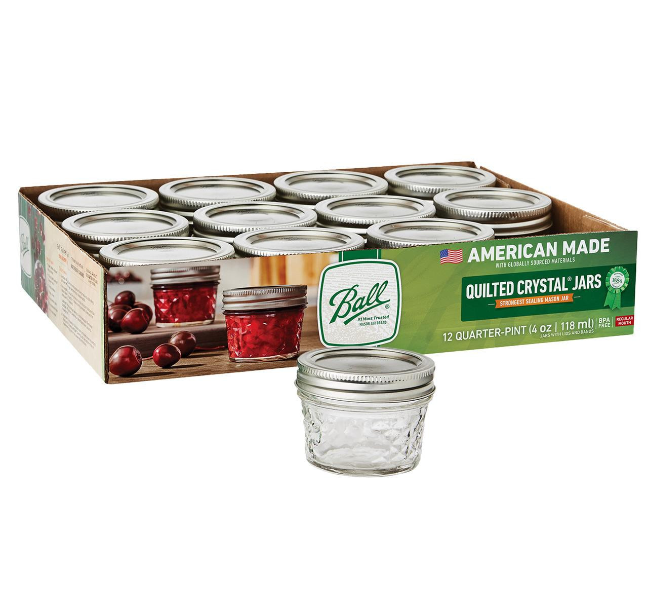 Regular Mouth Quilted 1/4 Pint Jars 12/4oz