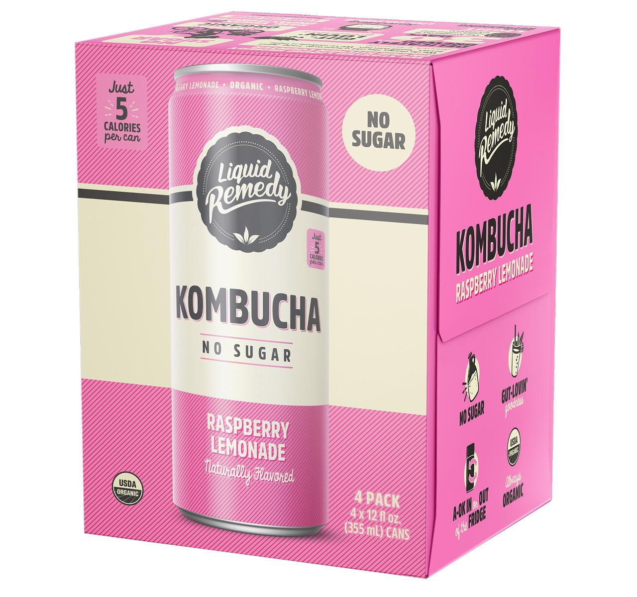 Raspberry Lemonade Organic Kombucha 6-4/12oz