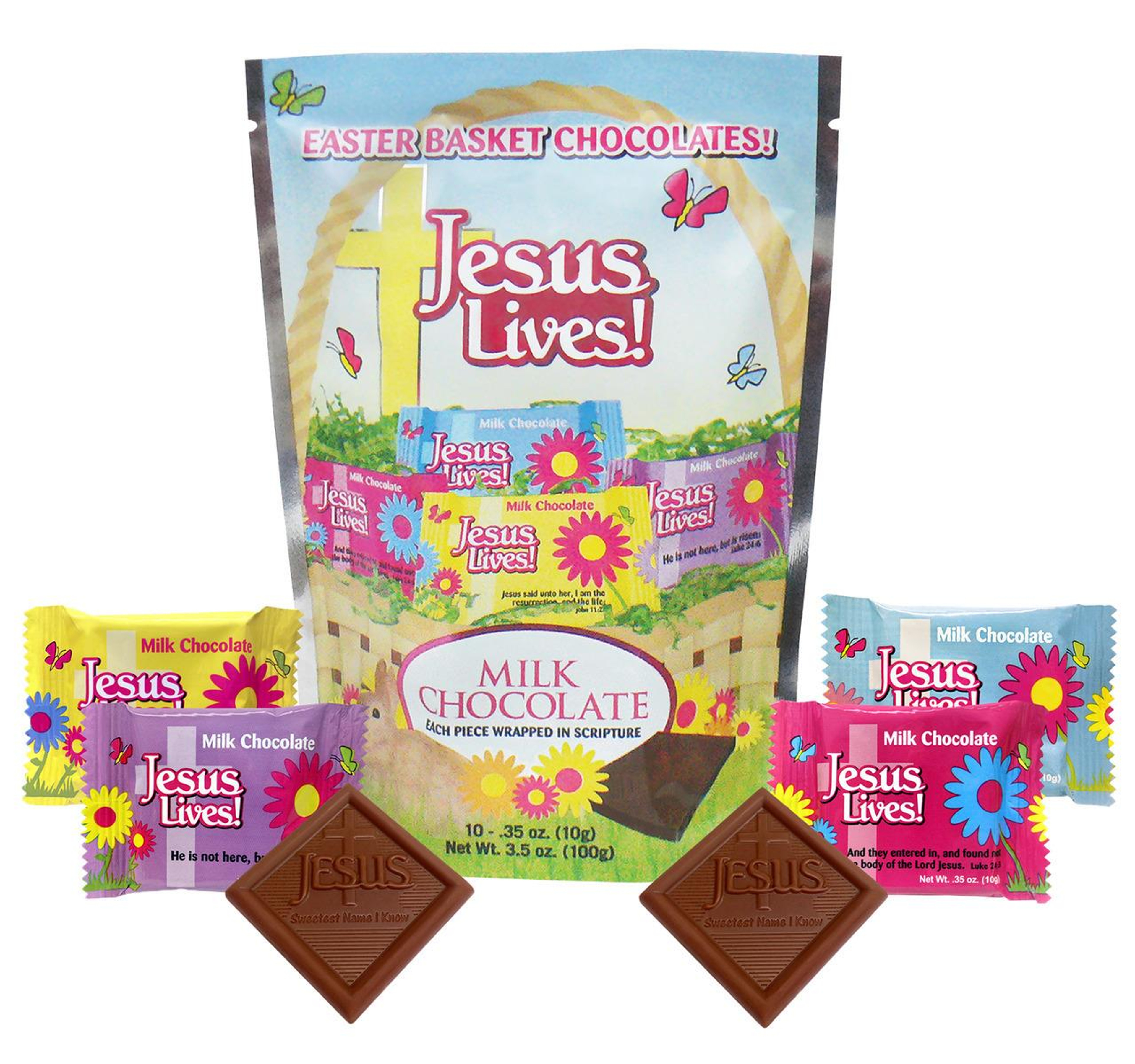 Jesus Lives! Milk Chocolate Squares 6/10ct