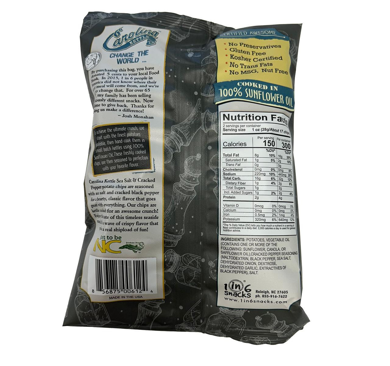 Sea Salt & Cracked Pepper Kettle Cooked Chips 20/2oz