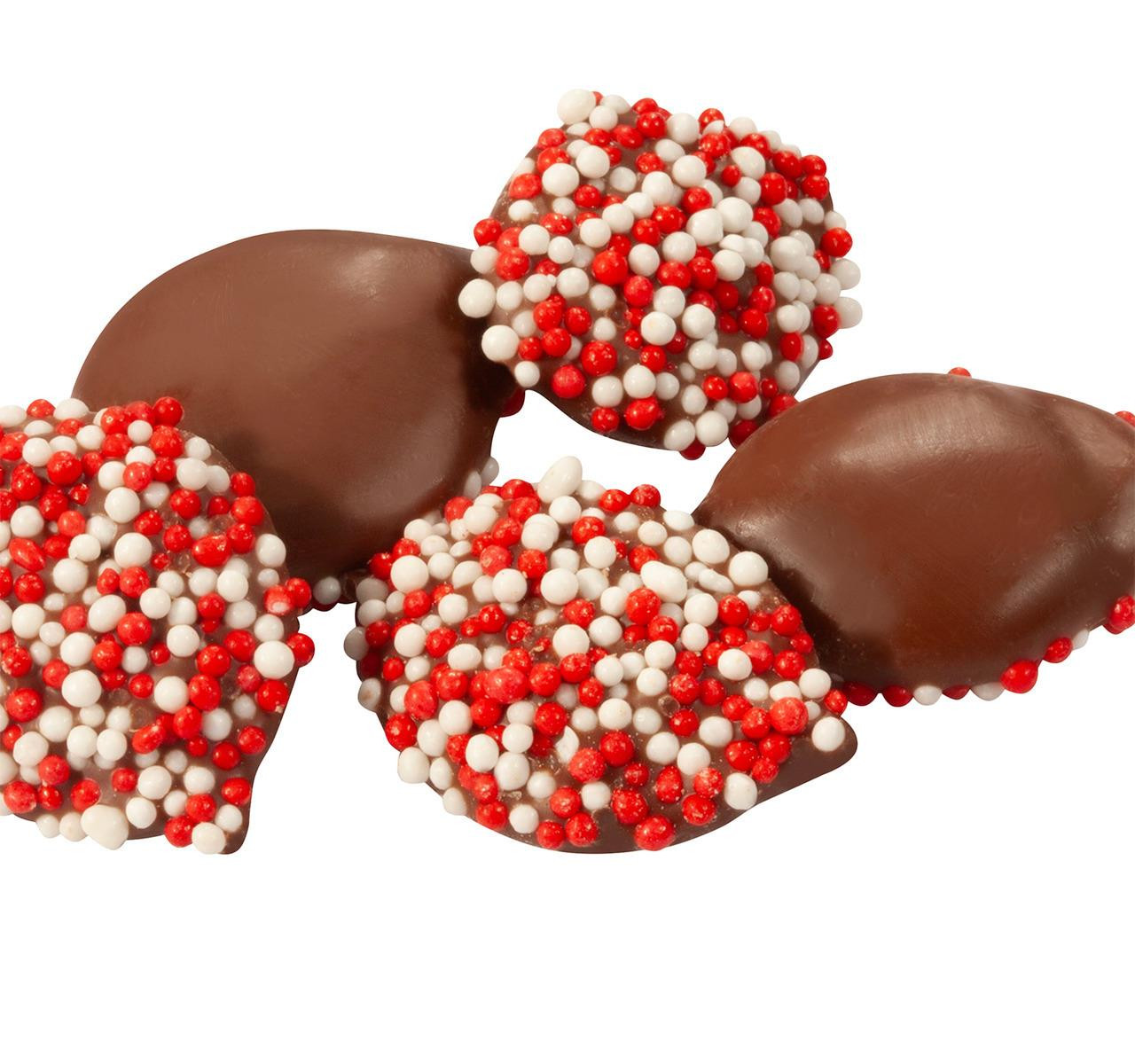 Milk Chocolate Mini Nonpareils with Red & White Seeds 8lb