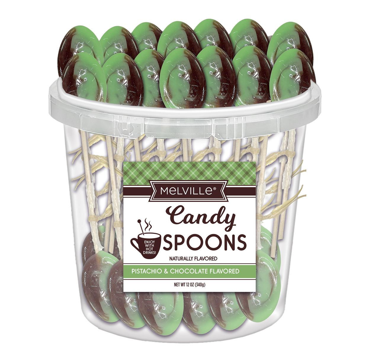 Pistachio & Chocolate Candy Spoons Tub 1/50ct