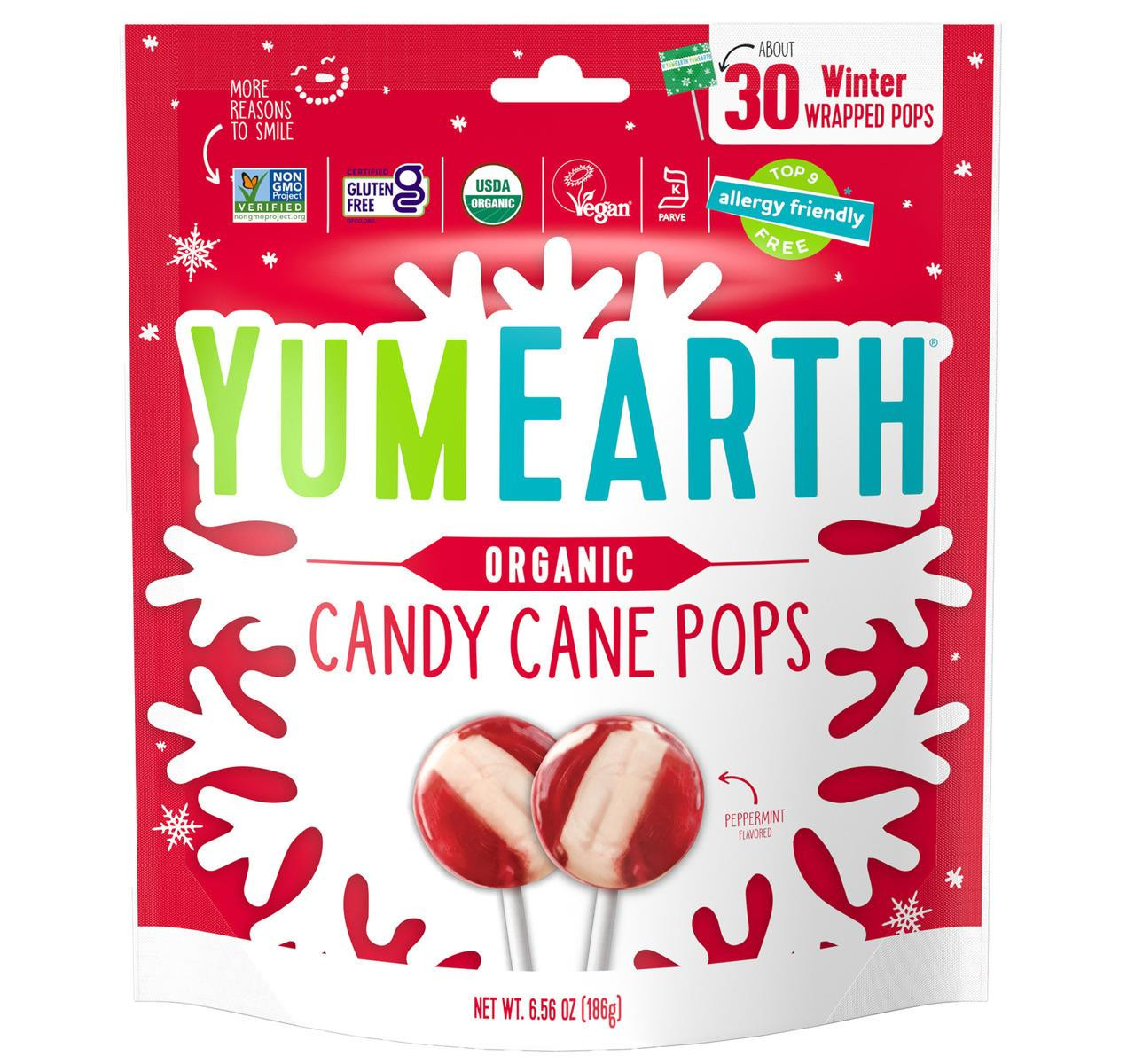 Organic Candy Cane Pops 6/6.56oz