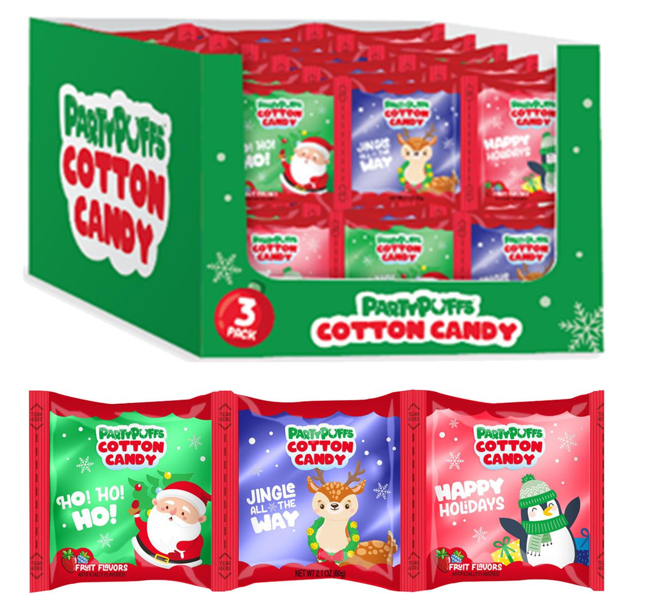 Party Puffs Cotton Candy Strip 12/3pk