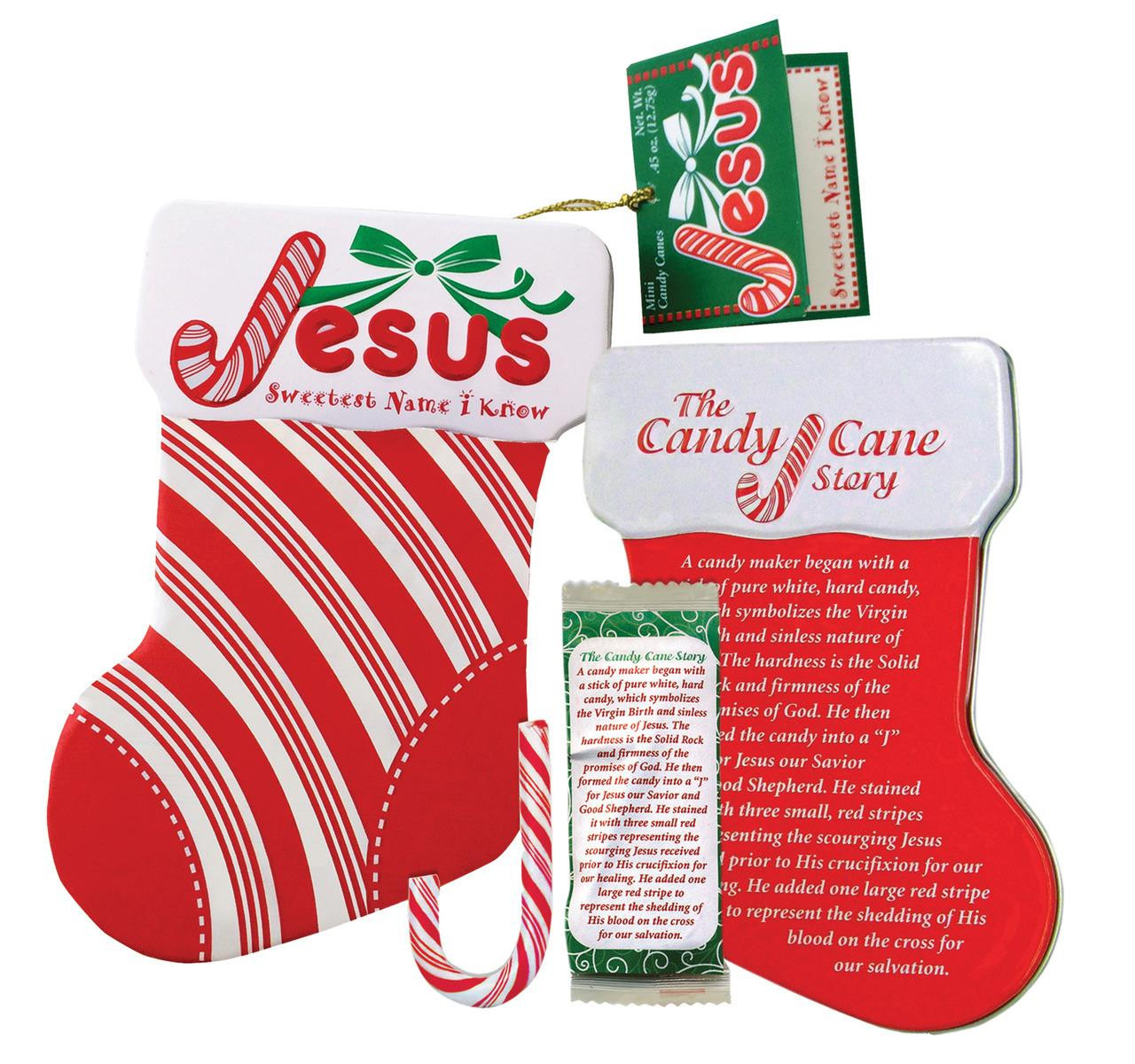 Candy Cane Story Ornament Tin 8ct