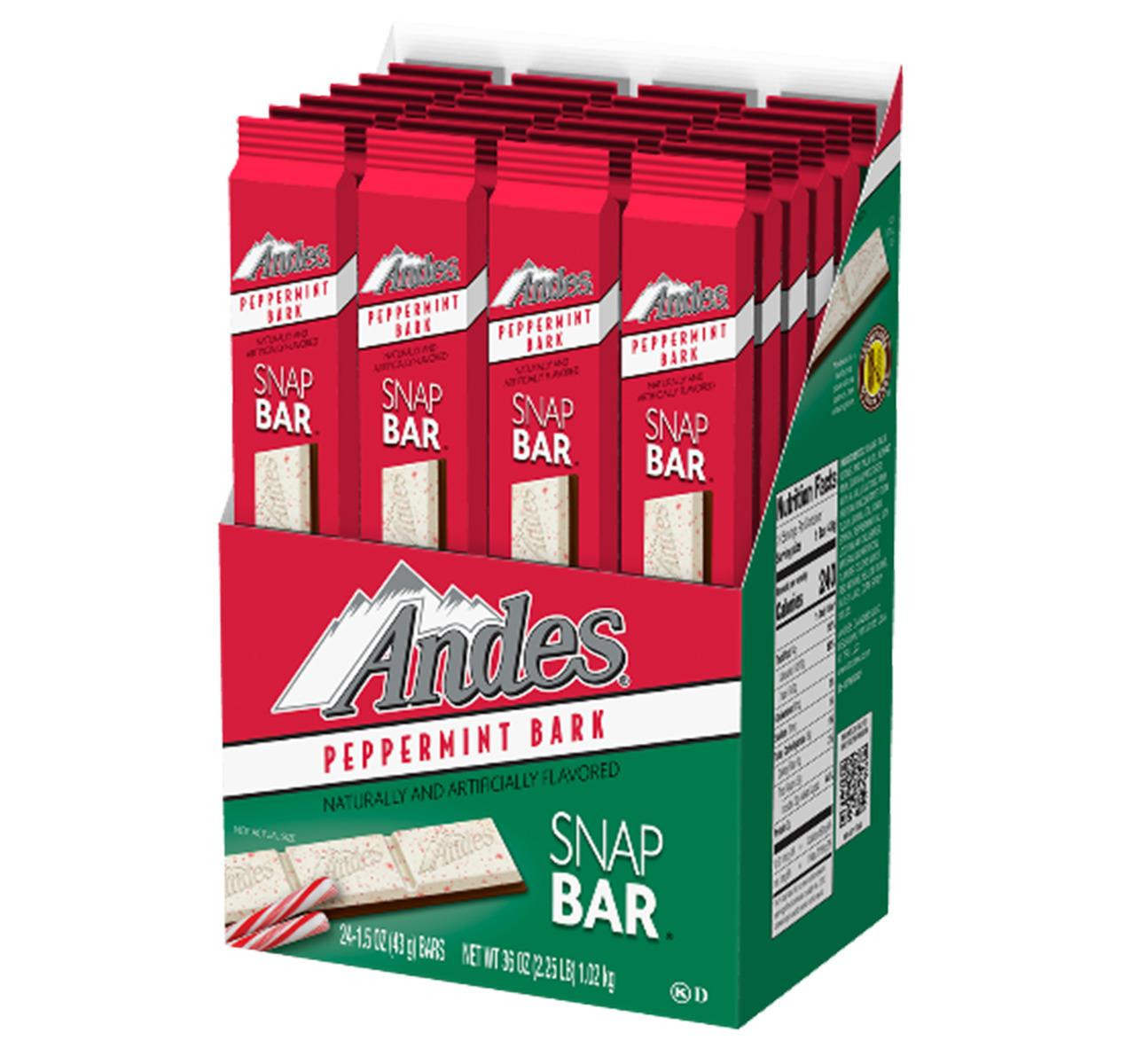 Andes Peppermint Bark Snap Bar 2/24ct