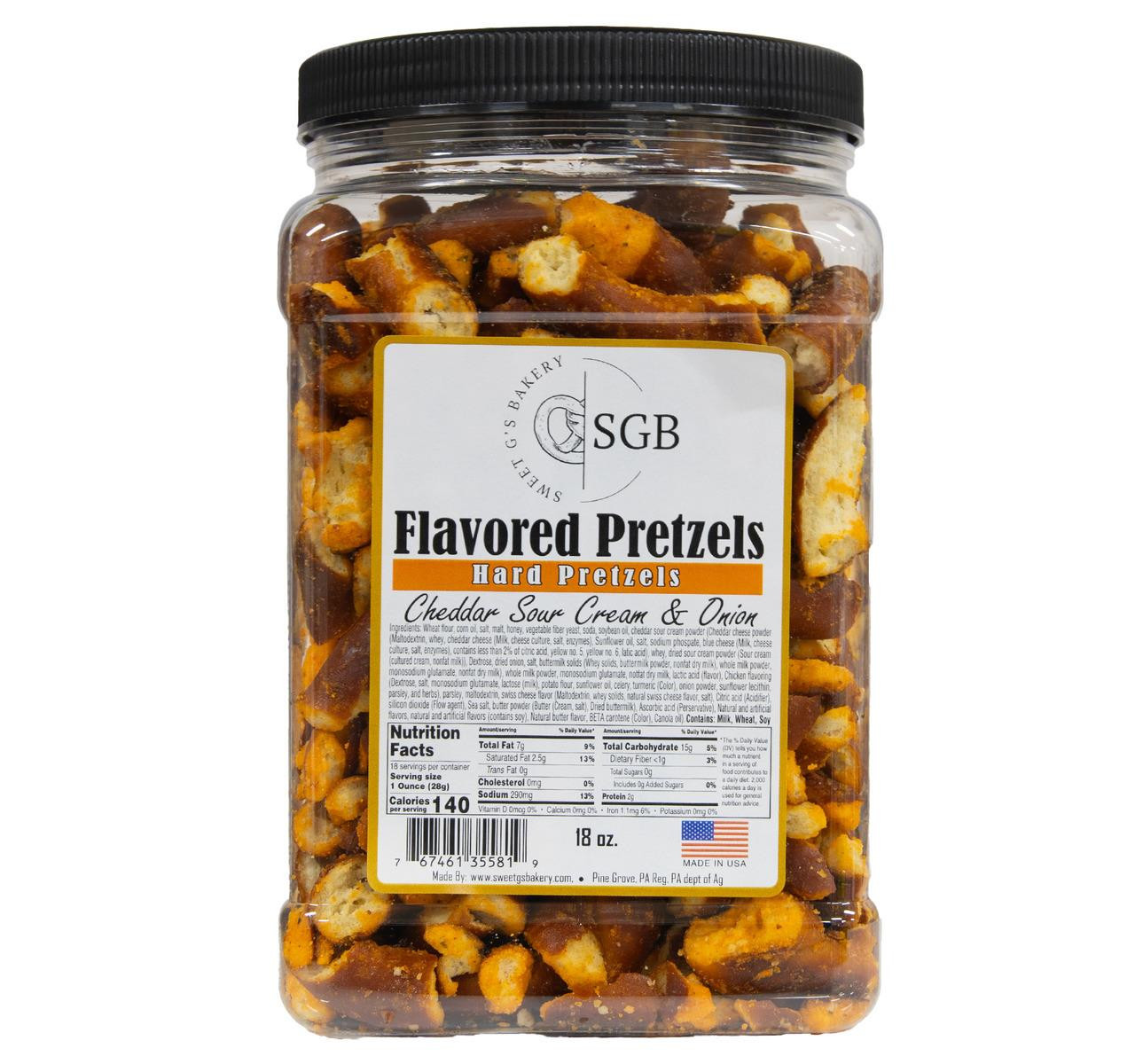 Cheddar Sour Cream & Onion Hard Pretzels 6/18oz