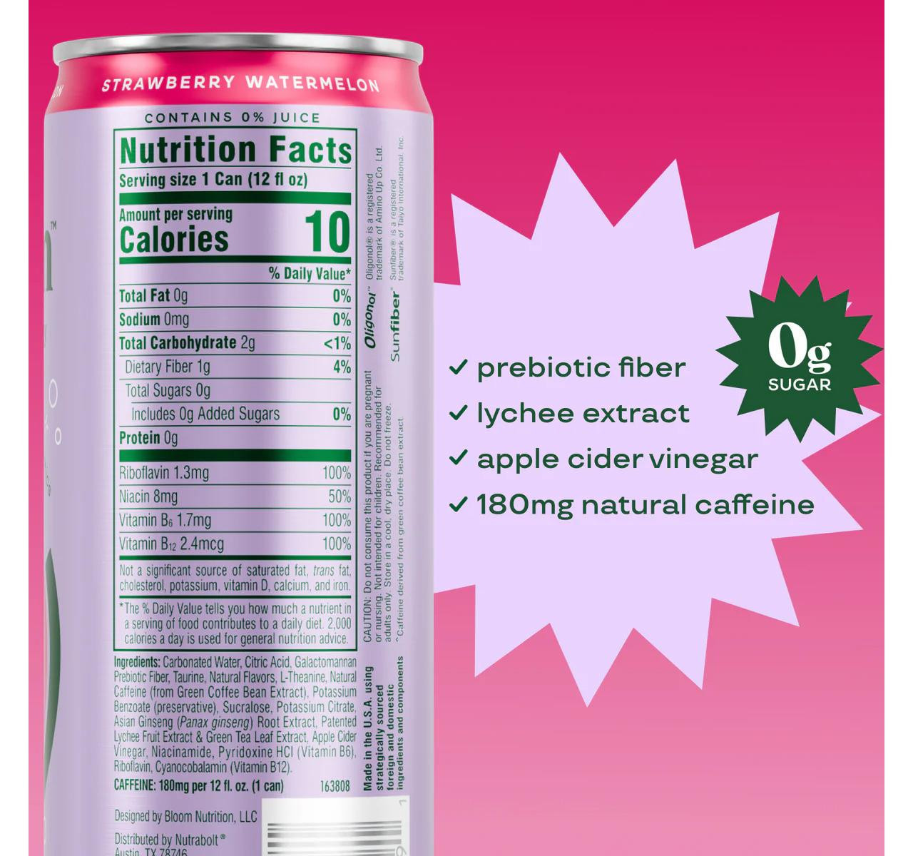 Strawberry Watermelon Bloom Energy Drink 12/12oz
