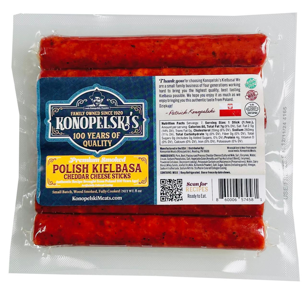 Cheddar Cheese Kielbasa Snack Sticks 20/8oz