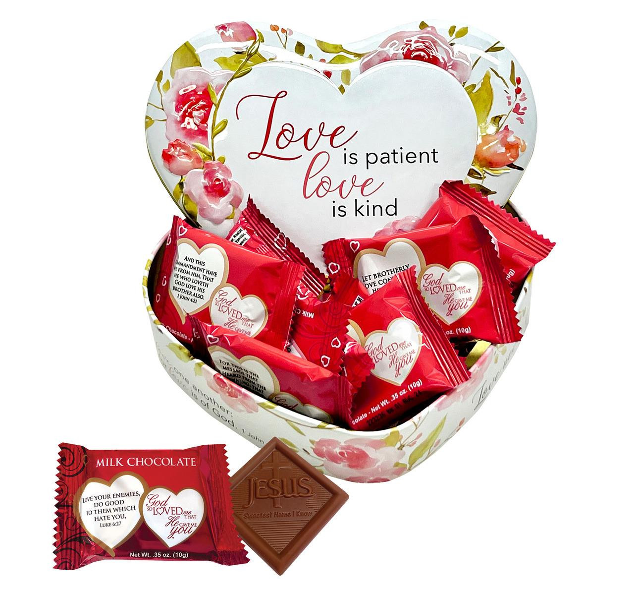 Love is Patient Milk Chocolate Heart Tin 6/3.15oz