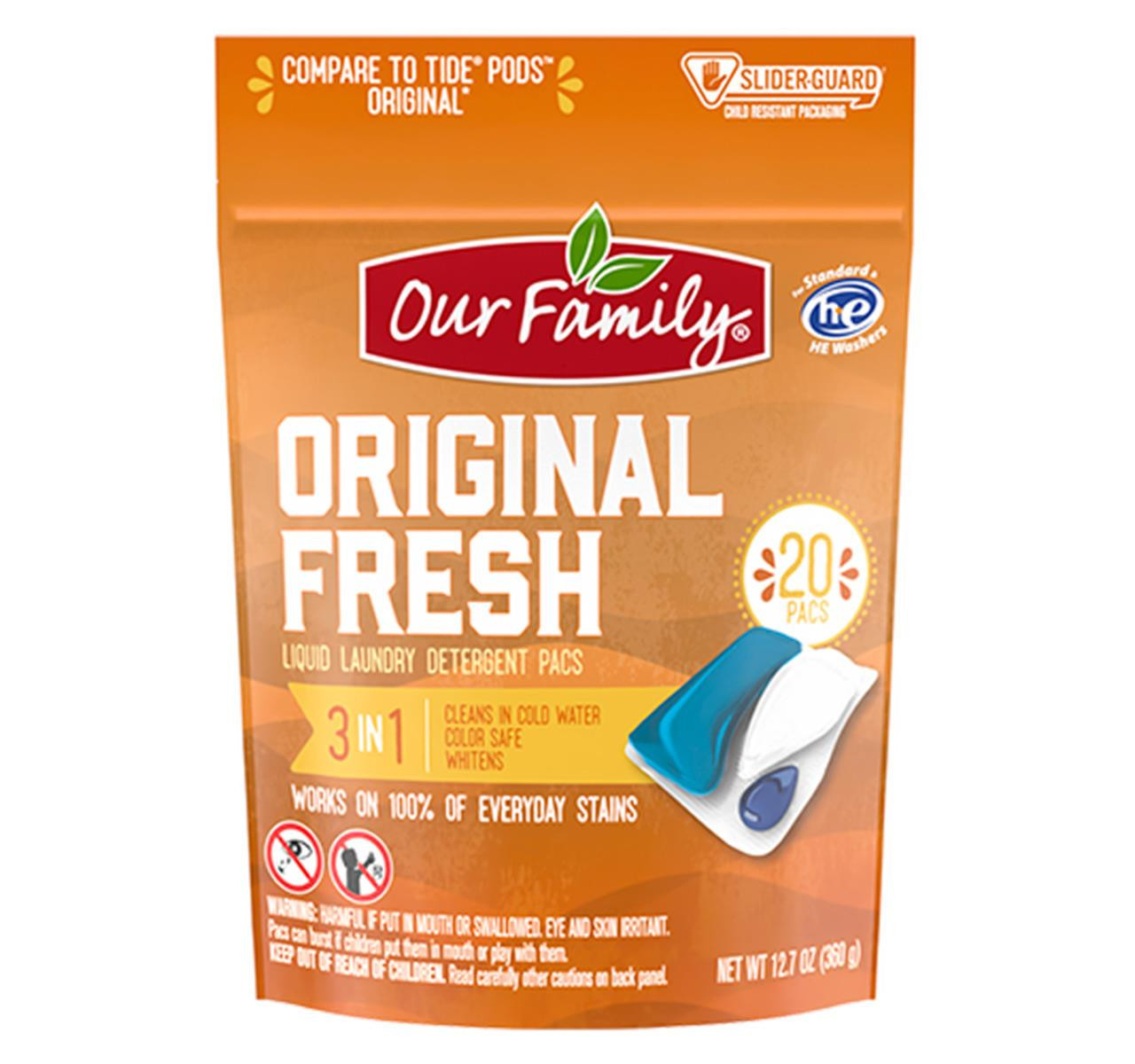 Original Fresh Liquid Laundry Detergent Pacs 6/20ct