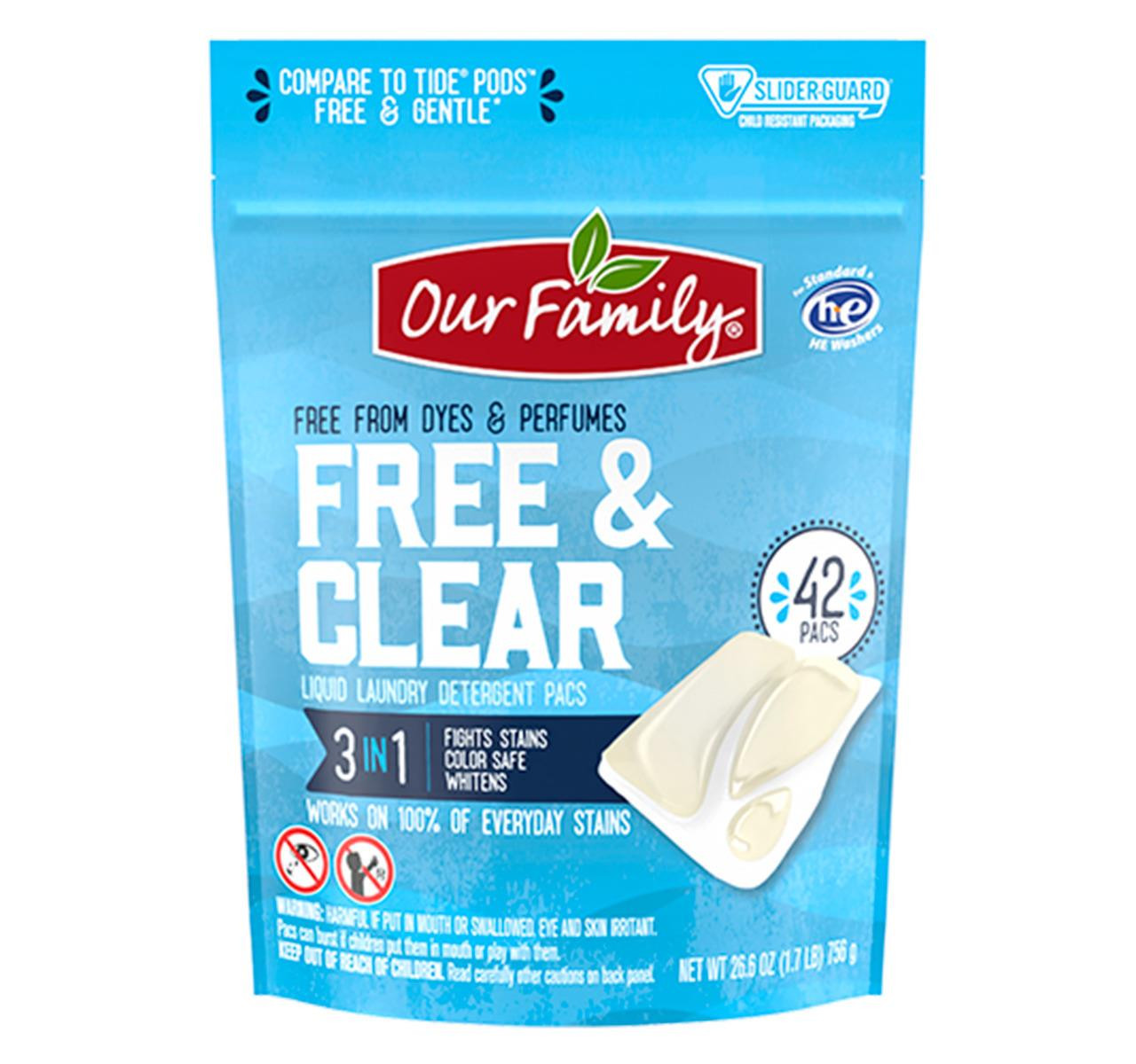 Free & Clear Liquid Laundry Detergent Pacs 6/42ct