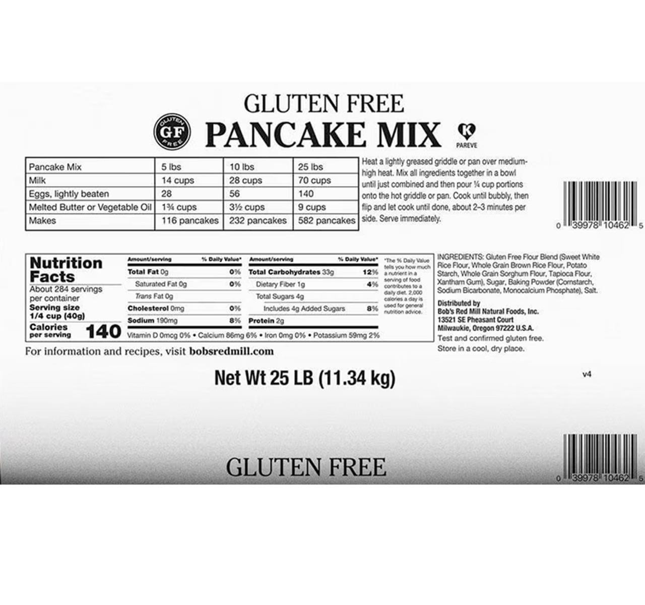 Gluten Free Pancake Mix 25lb