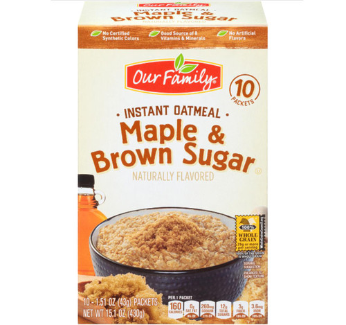 Maple & Brown Sugar Instant Oatmeal 10pk 12/15.1oz View Product Image