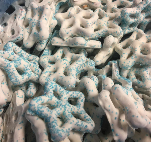 Yogurt Snowflake Pretzels with Blue Sugar 15lb View Product Image