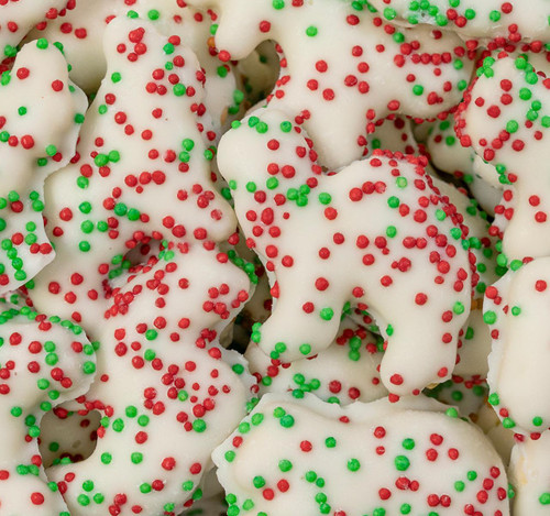 Yogurt Covered Animal Crackers with Red & Green Nonpareils 15lb