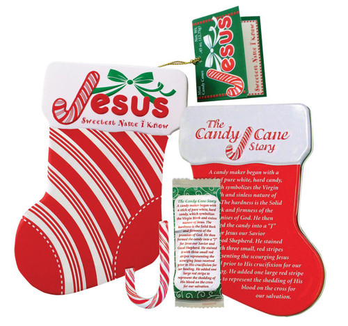 Candy Cane Story Ornament Tin 8ct