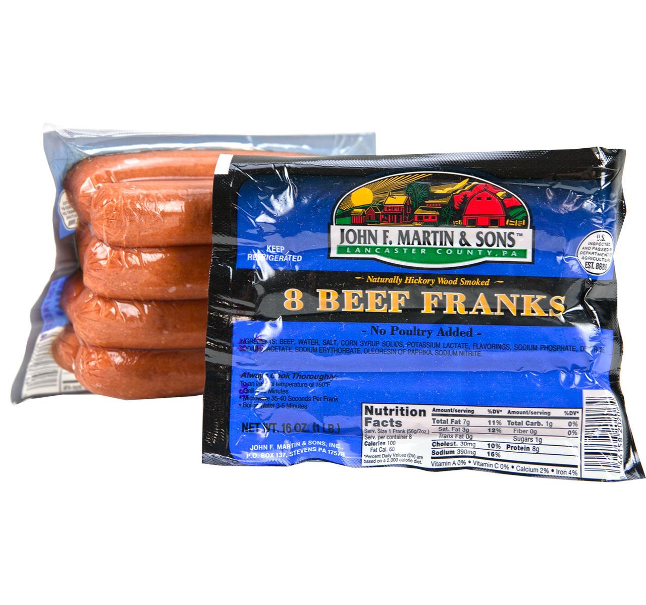John F Martin Beef Franks 12/1lb