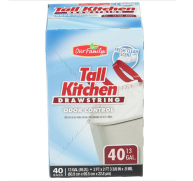 Tall Kitchen Trash Bags With Drawstring Fresh Scent 13gal 6 40ct   869310  72741.1690265083.386.513 