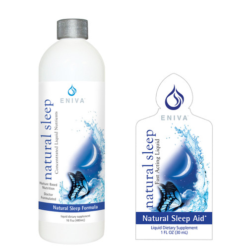 Eniva Natural Sleep, concentrated liquid nutrients, antioxidants, minerals, vitamins, natural nutrients support the entire sleep cycle, non-addictive, non-habit forming sleep supplement, Melatonin, L-theanine, Valerian Extract,  Chamomile Flower Extract, Passion Flower Extract. Lemon Balm Extract*