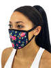 Navy Roses Face Mask With Filter Pocket