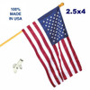 5ft Wood Pole Kit with Poly Cotton USA 50 star Flag - Made in USA