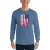 Distress American Flag Men’s Long Sleeve Shirt