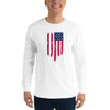 Distress American Flag Men’s Long Sleeve Shirt