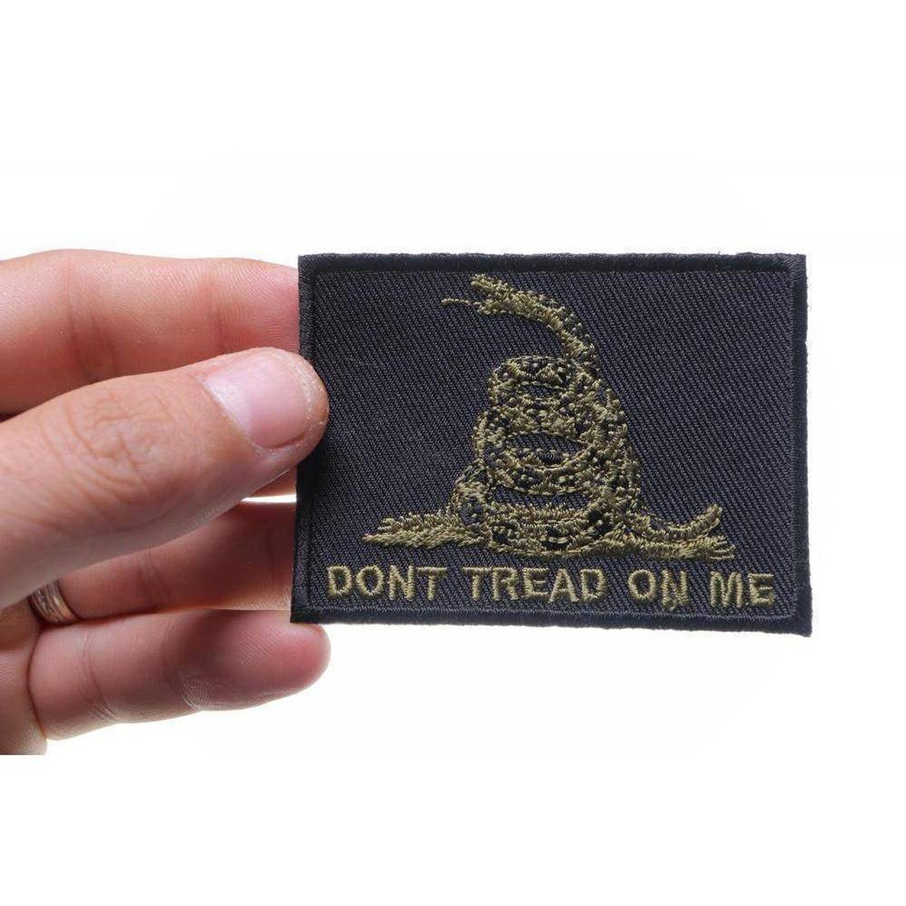 Gadsden Don't Tread On Me Green on Black 2 x 3 Iron On Patch for