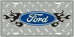 FORD Flame on Diamond License Plate Tags