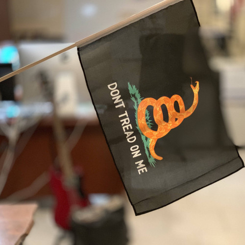 Gadsden black 12 X 18 inch on stick Flag