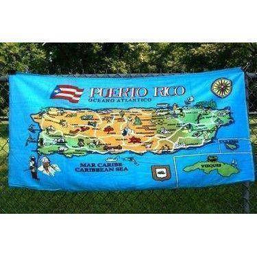 Puerto Rico Map Beach Towel