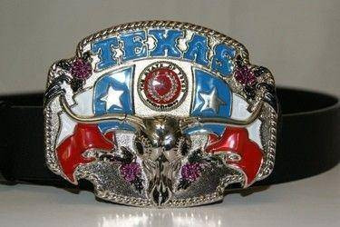 Texas Cow Flag Belt Buckle