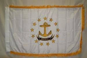 Rhode Island Nylon Printed Flag 3 x 5 ft. with Fringes