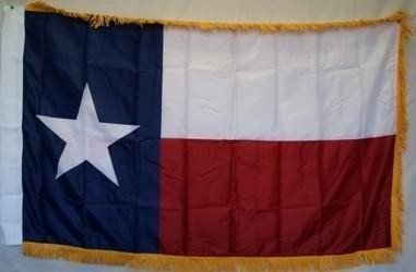 Texas Nylon Printed Flag 3 x 5 ft. with Fringes