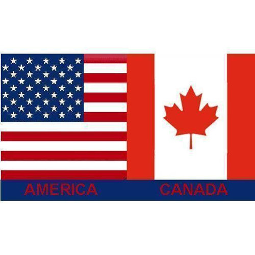 USA Canada (combined) Flag 12x18 inch on Stick