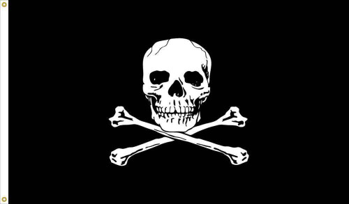 Jolly Roger 12 inch x 18 inch Nylon Dyed Flag (USA Made)