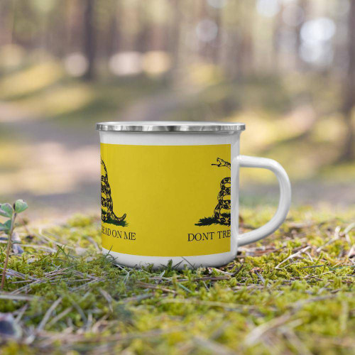 Gadsden Flag on Enamel Mug Don't Tread on Me