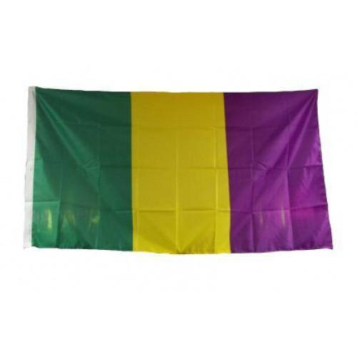 Mardi Gras Cut & Sewn Flag 3x5 ft. Made in USA